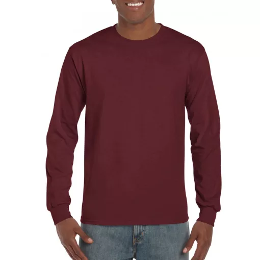Uniszex póló Gildan GI2400 Ultra Cotton Felnőtt Hosszú Ujjú póló -M, Maroon