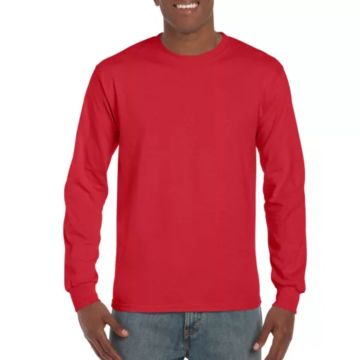 Uniszex póló Gildan GI2400 Ultra Cotton Felnőtt Hosszú Ujjú póló -S, Red
