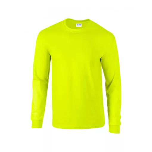 Uniszex póló Gildan GI2400 Ultra Cotton Felnőtt Hosszú Ujjú póló -M, Safety Green