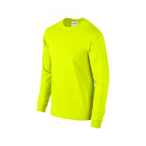 Uniszex póló Gildan GI2400 Ultra Cotton Felnőtt Hosszú Ujjú póló -S, Safety Green