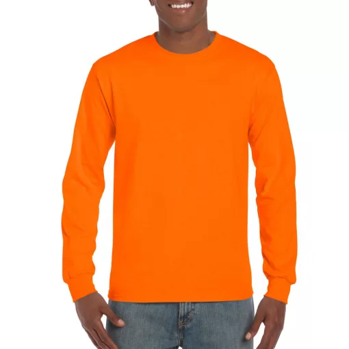 Uniszex póló Gildan GI2400 Ultra Cotton Felnőtt Hosszú Ujjú póló -5XL, S.Orange