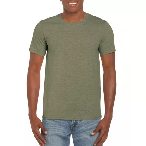 Uniszex póló Gildan GI64000 Softstyle Felnőtt póló -M, Heather Military Green