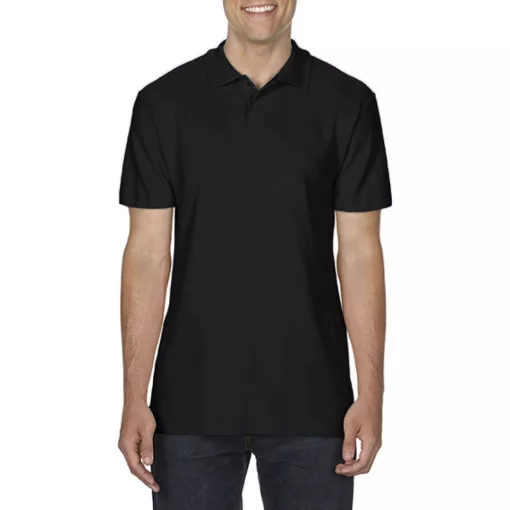 Férfi galléros póló Gildan GI64800 Softstyle Adult Double piqué polo -3XL, Black