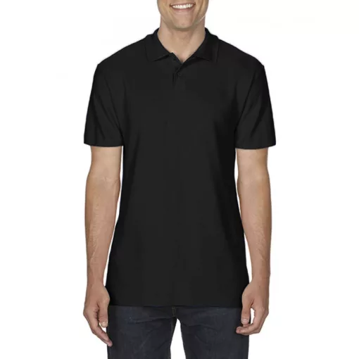 Férfi galléros póló Gildan GI64800 Softstyle Adult Double piqué polo -S, Black