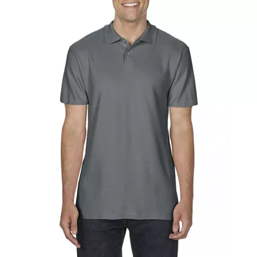 Férfi galléros póló Gildan GI64800 Softstyle Adult Double piqué polo -3XL, Charcoal