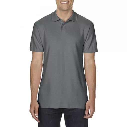 Férfi galléros póló Gildan GI64800 Softstyle Adult Double piqué polo -M, Charcoal
