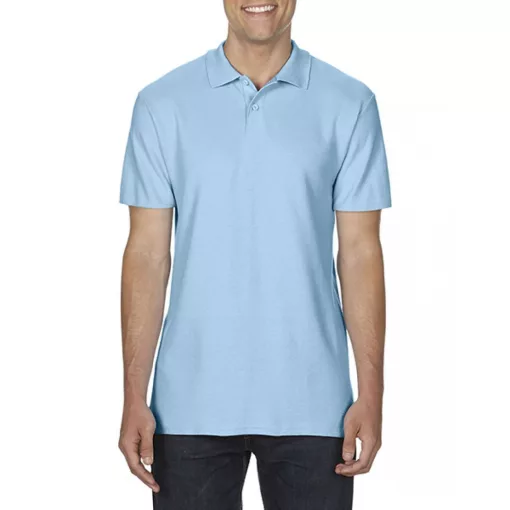 Férfi galléros póló Gildan GI64800 Softstyle Adult Double piqué polo -3XL, Light Blue