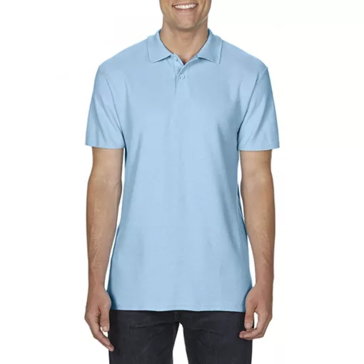 Férfi galléros póló Gildan GI64800 Softstyle Adult Double piqué polo -L, Light Blue