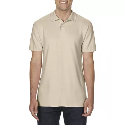 Férfi galléros póló Gildan GI64800 Softstyle Adult Double piqué polo -4XL, Sand