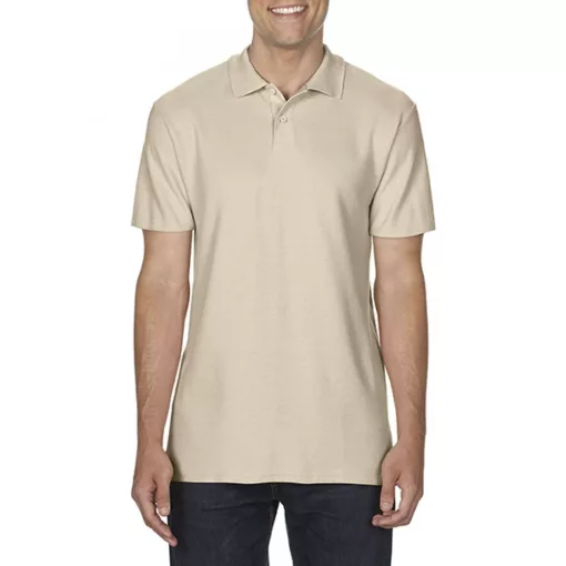 Férfi galléros póló Gildan GI64800 Softstyle Adult Double piqué polo -M, Sand