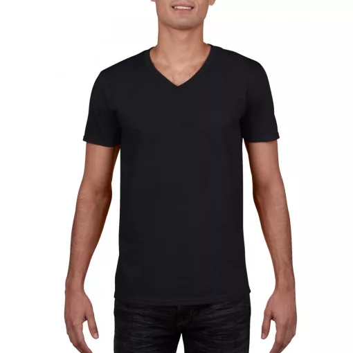 Férfi póló Gildan GI64V00 Softstyle Felnőtt v-nyakú póló -M, Black