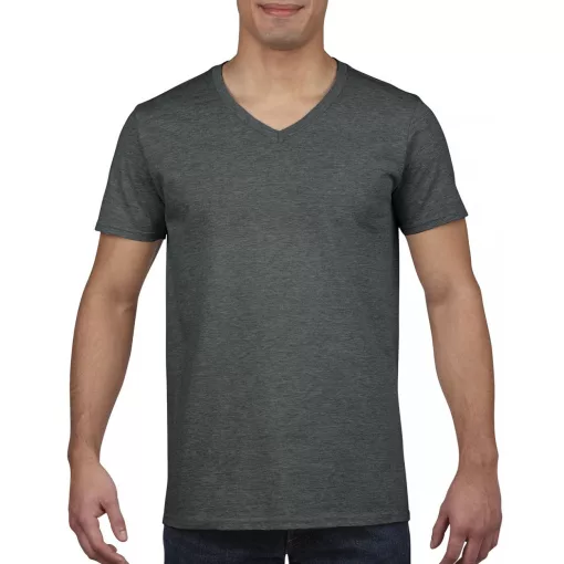 Férfi póló Gildan GI64V00 Softstyle Felnőtt v-nyakú póló -M, Dark Heather