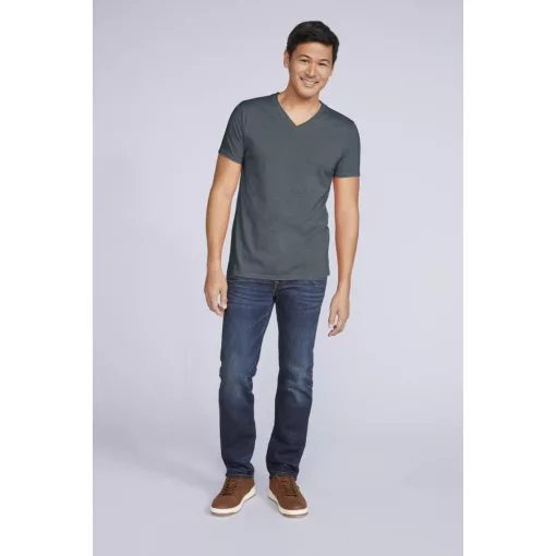 Férfi póló Gildan GI64V00 Softstyle Felnőtt v-nyakú póló -S, Dark Heather
