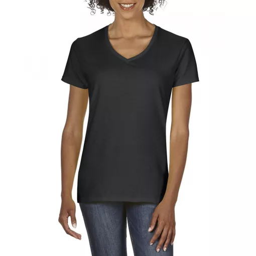 Női póló Gildan GIL4100V premium Cottonv-nyakú póló -L, Black