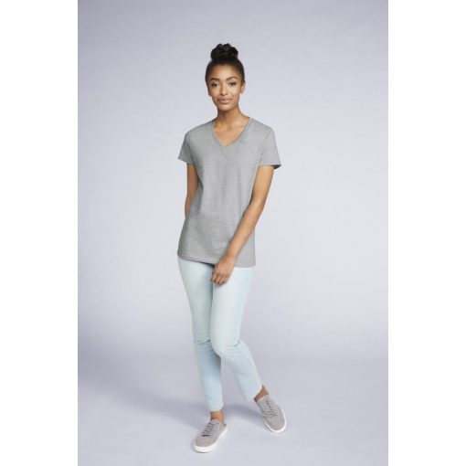 Női póló Gildan GIL4100V premium Cottonv-nyakú póló -S, Black