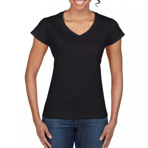 Női póló Gildan GIL64V00 Softstyle v-nyakú póló -2XL, Black
