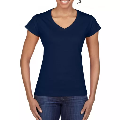 Női póló Gildan GIL64V00 Softstyle v-nyakú póló -XL, Navy