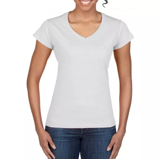 Női póló Gildan GIL64V00 Softstyle v-nyakú póló -2XL, White