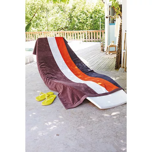 Uniszex törölköző Kariban KA121 Striped Beach Towel -90X180, Grey/Red/White/Navy