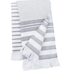   Uniszex törölköző Kariban KA132 Striped Fringed Fouta -Egy méret, Striped White/Smoke