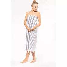Uniszex törölköző Kariban KA132 Striped Fringed Fouta -Egy méret, Striped White/Smoke