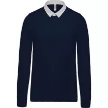 Férfi galléros póló Kariban KA213 Rugby polo Shirt -L, Navy/White
