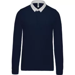  Férfi galléros póló Kariban KA213 Rugby polo Shirt -M, Navy/White