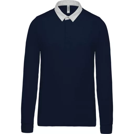 Férfi galléros póló Kariban KA213 Rugby polo Shirt -M, Navy/White