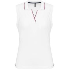 Női galléros póló Kariban KA224 Ladies Sleeveless polo Shirt -2XL, White/Navy/Red