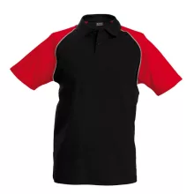 Férfi galléros póló Kariban KA226 Baseball - Short-Sleeved polo Shirt -3XL, Black/Red