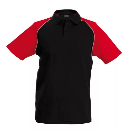 Férfi galléros póló Kariban KA226 Baseball - Short-Sleeved polo Shirt -M, Black/White