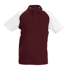 Férfi galléros póló Kariban KA226 Baseball - Short-Sleeved polo Shirt -L, Bordeaux/Whi