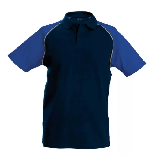Férfi galléros póló Kariban KA226 Baseball - Short-Sleeved polo Shirt -M, Navy/White