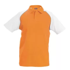   Férfi galléros póló Kariban KA226 Baseball - Short-Sleeved polo Shirt -M, Orange/White