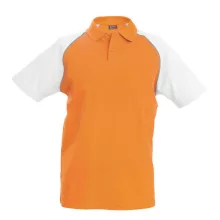Férfi galléros póló Kariban KA226 Baseball - Short-Sleeved polo Shirt -S, Orange/White