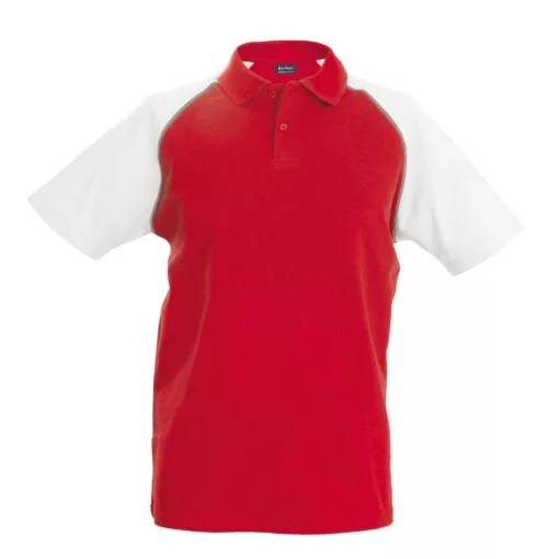 Férfi galléros póló Kariban KA226 Baseball - Short-Sleeved polo Shirt -L, Red/White