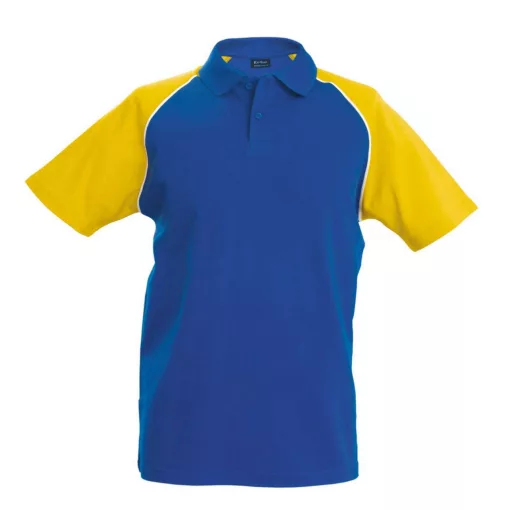 Férfi galléros póló Kariban KA226 Baseball - Short-Sleeved polo Shirt -3XL, Royal Blue