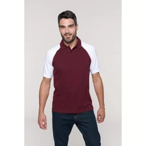 Férfi galléros póló Kariban KA226 Baseball - Short-Sleeved polo Shirt -3XL, Royal Blue