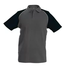 Férfi galléros póló Kariban KA226 Baseball - Short-Sleeved polo Shirt -S, Slate Grey/B