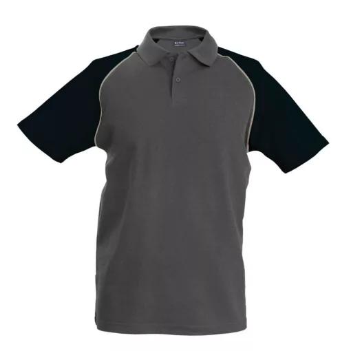 Férfi galléros póló Kariban KA226 Baseball - Short-Sleeved polo Shirt -S, Slate Grey/B