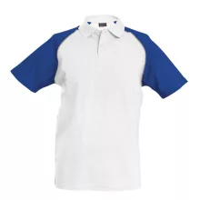 Férfi galléros póló Kariban KA226 Baseball - Short-Sleeved polo Shirt -XL, White/Royal