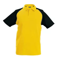 Férfi galléros póló Kariban KA226 Baseball - Short-Sleeved polo Shirt -3XL, Yellow/Bla