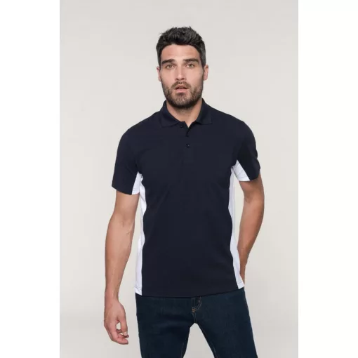 Férfi galléros póló Kariban KA232 Flag - Short-Sleeved Two-Tone polo Shirt -M, Black/L