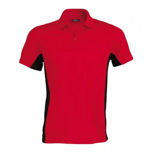 Férfi galléros póló Kariban KA232 Flag - Short-Sleeved Two-Tone polo Shirt -S, Red/Bla