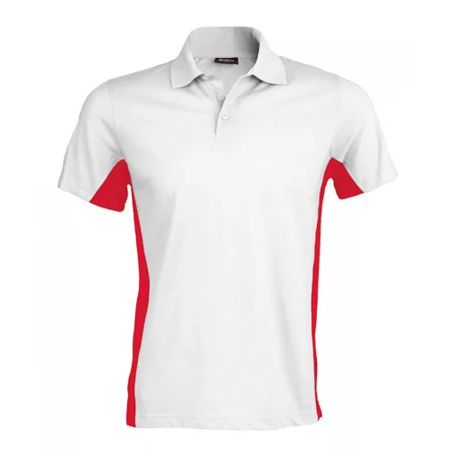 Férfi galléros póló Kariban KA232 Flag - Short-Sleeved Two-Tone polo Shirt -S, White/R