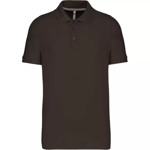 Férfi galléros póló Kariban KA241 Men S Short-Sleeved polo Shirt -L, Dark Khaki