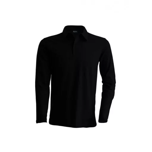 Férfi galléros póló Kariban KA243 Men S Long-Sleeved polo Shirt -S, Black