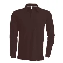 Férfi galléros póló Kariban KA243 Men S Long-Sleeved polo Shirt -4XL, Chocolate