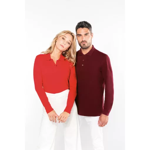 Férfi galléros póló Kariban KA243 Men S Long-Sleeved polo Shirt -4XL, Fuchsia