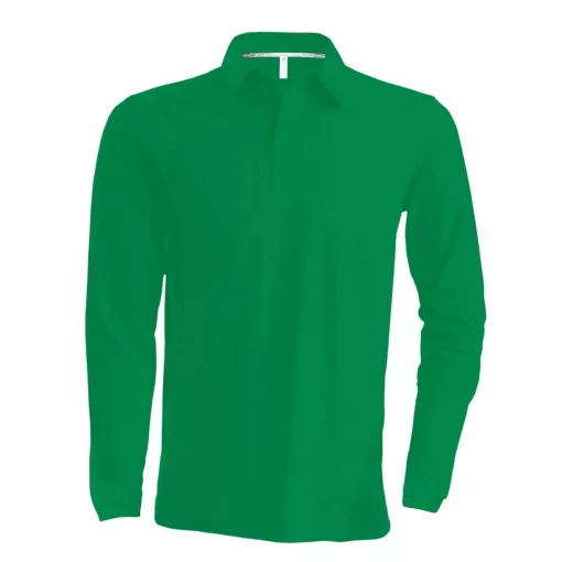 Férfi galléros póló Kariban KA243 Men S Long-Sleeved polo Shirt -4XL, Kelly Green